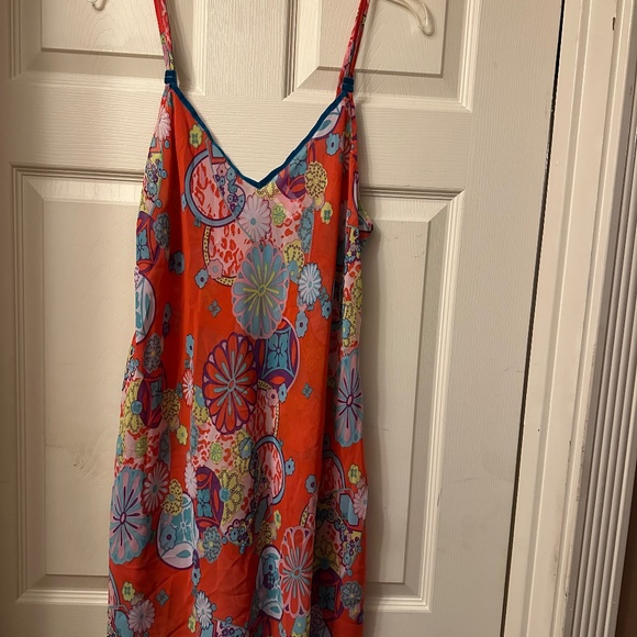 Josie by Natori XL  Sleepwear Orange Retro Multicolor Floral,  100% Polyester - Picture 1 of 2